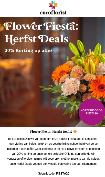 20% korting op onze gehele collectie bij euro...