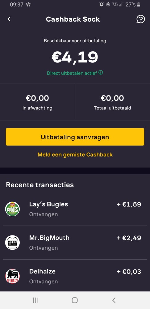 Bij woolsocks 100% cashback gekregen op hambu...