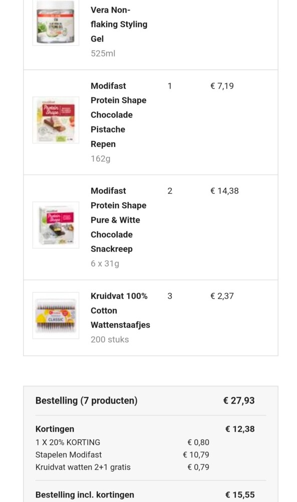 Kruidvat besteld 2+1 wattenstaafjes, stapelen...