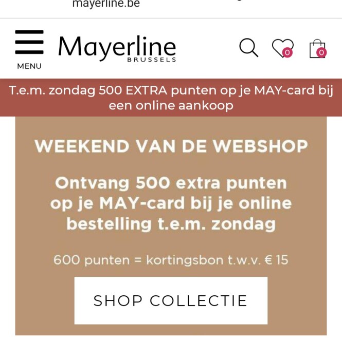 mayerline.be weekend van de webshop ontvang 5...
