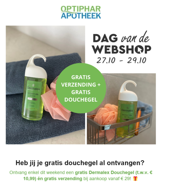 Dag van de webshop bij Optiphar t.e.m. zondag...
