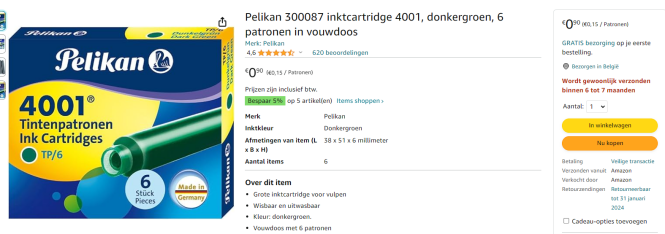 Bij amazon NL Pelikan 300087 inktcartridge 40...
