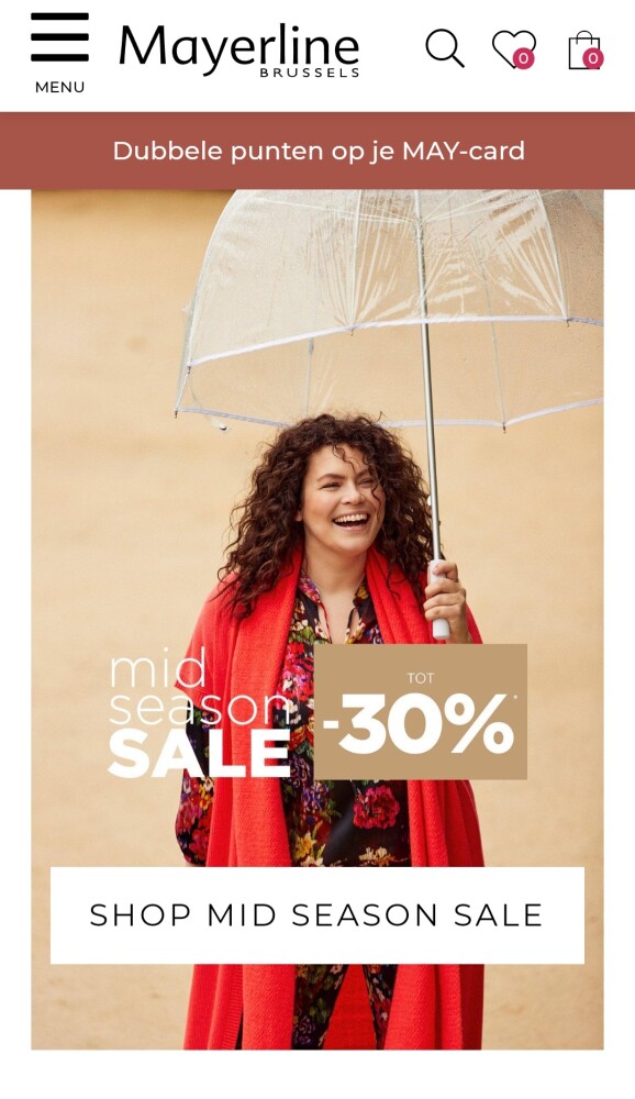 mayerline.be dubbele punten op je MAY-card. T...