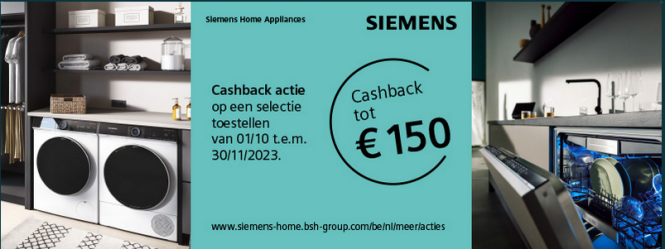 Siemens €100 cashback op vrijstaande en inbo...
