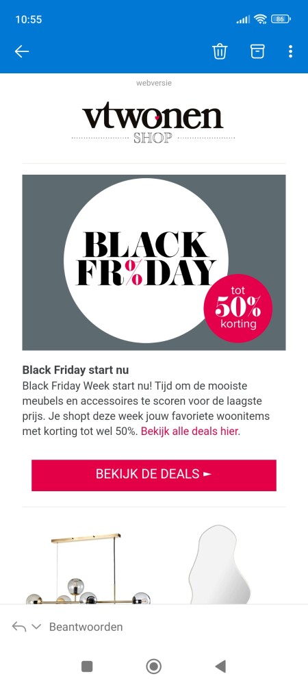 Black Friday deals bij vt wonen shop: tot -50...