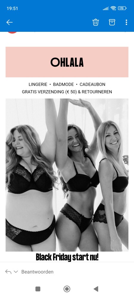 Black Friday bij lingerie ohlala: 20% korting...