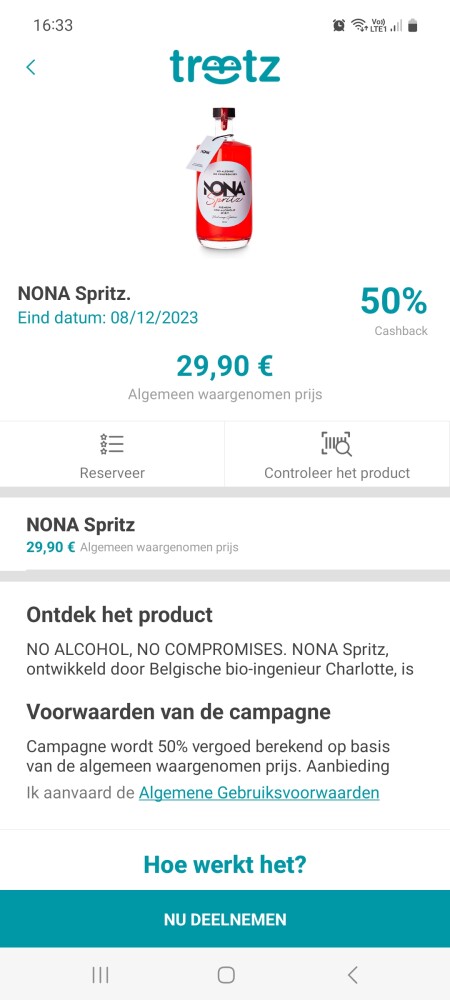 Treetz 50% cashback nona spritz