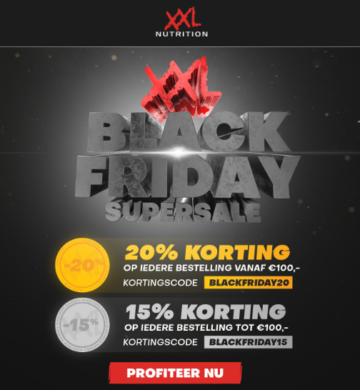 Black friday bij xxl nutrition tem 24/11 op a...