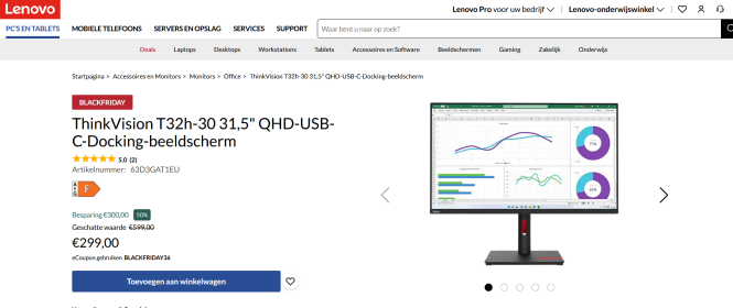 ThinkVision T32h-30 31,5" QHD-USB-C-Docking-b...