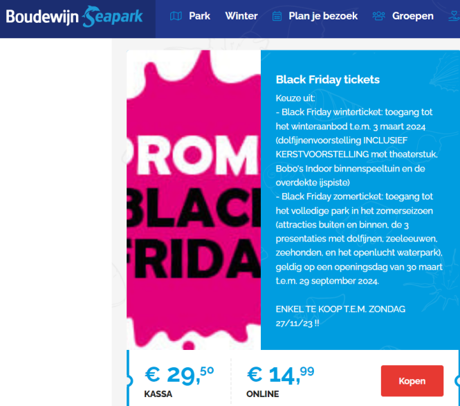 Black Friday promoties bij Boudewijn Seapark...
