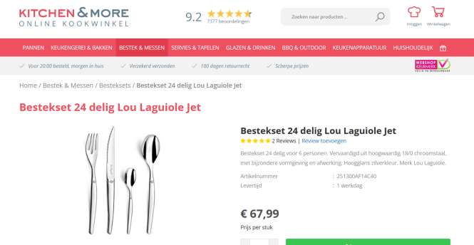 Lou Laguiole - Jet - Bestekset 24 delig rvs v...