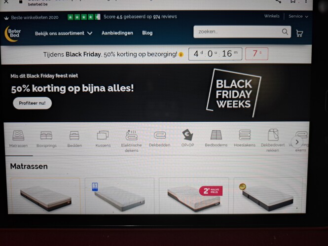 beterbed.be black friday 50% korting op bijn...