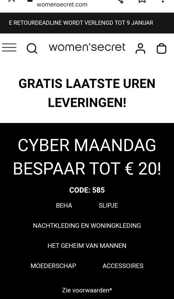womensecret.com cyber monday bespaar tot €20...