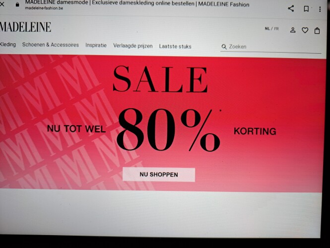 madeleine-fashion.be sale nu tot wel 80% kort...