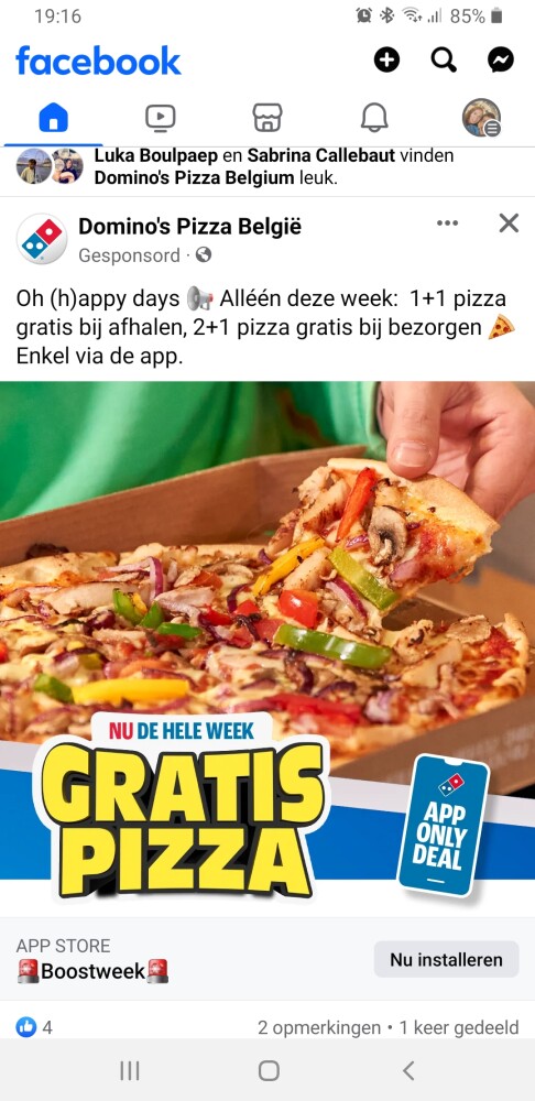 Enkel deze week bij domino's pizza's en in de...