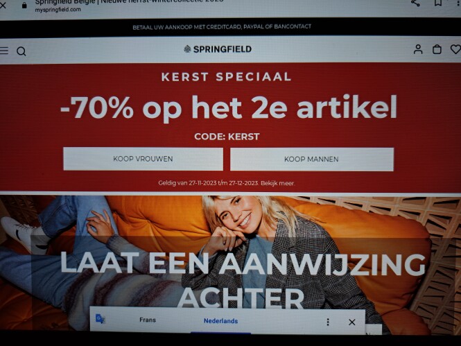 myspringfield.com Kerst speciaal -70% op het...