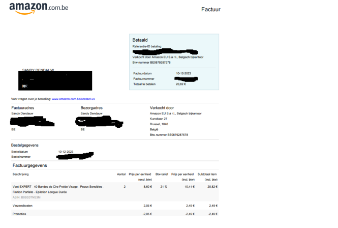 Bestelling geplaatst bij Amazon.com.be: Veet...