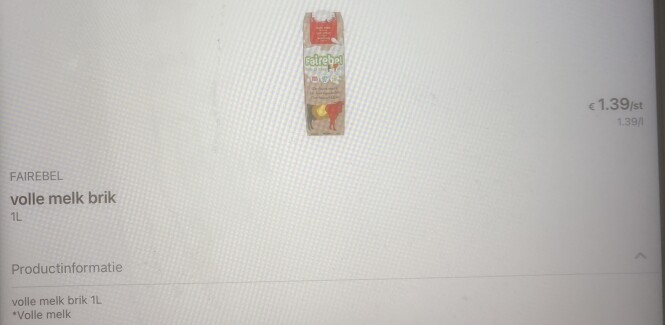 Collect en go Volle melk fairebel 1liter 1,...