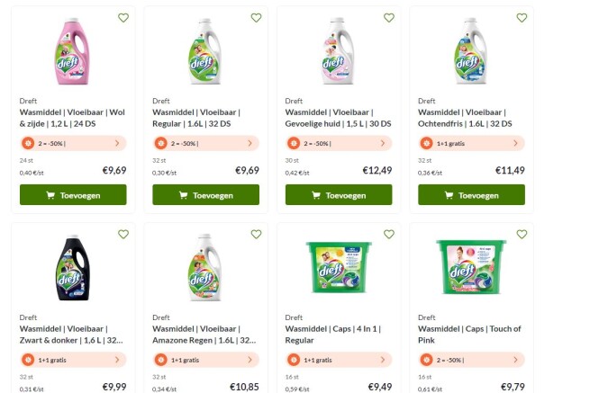 Delhaize promo op Dreft vloeibaar wasmiddel 1...