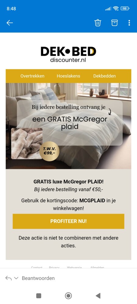 GRATIS luxe McGregor PLAID twv €99, Bij ieder...