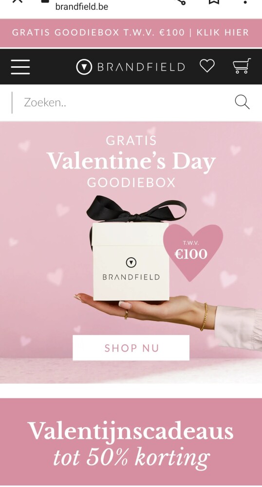 brandfield.be Valentijnscadeaus tot 50% korti...