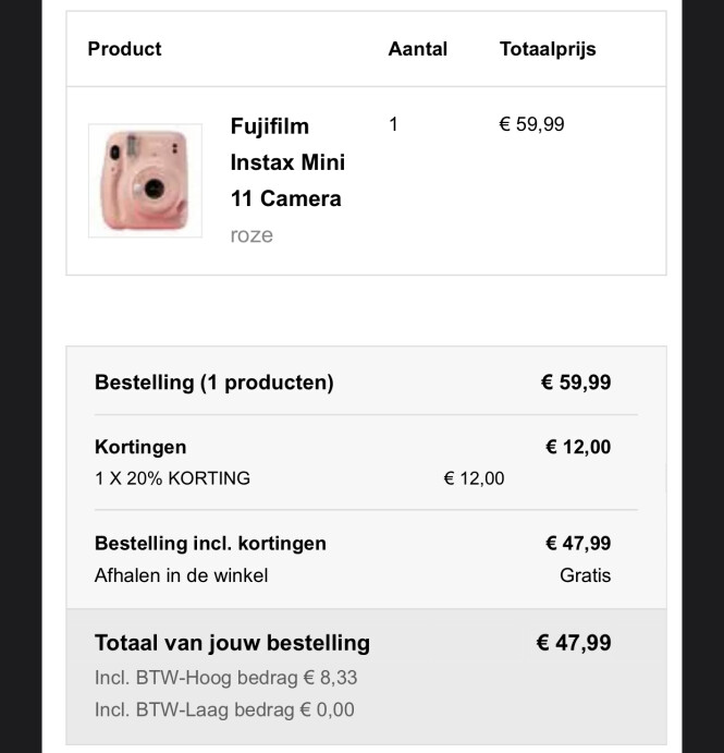 Fujifilm instax mini 11 camera voor nog geen...