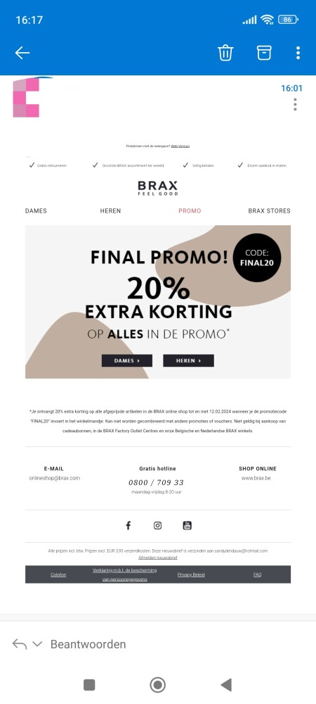 Je ontvangt 20% extra korting op alle afgepri...