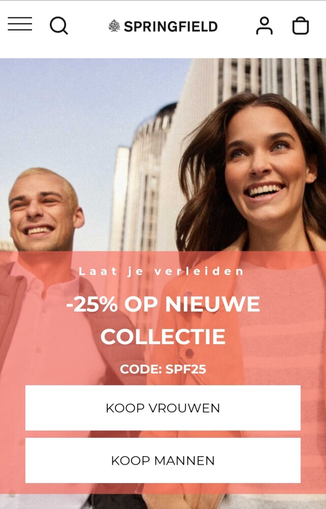 springfield.com -25% op de nieuwe collectie