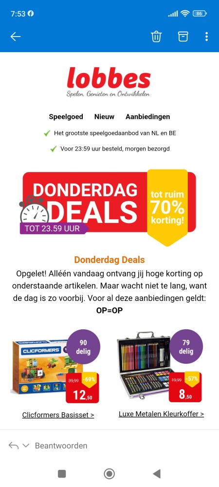 Donderdag deal Lobbes.nl