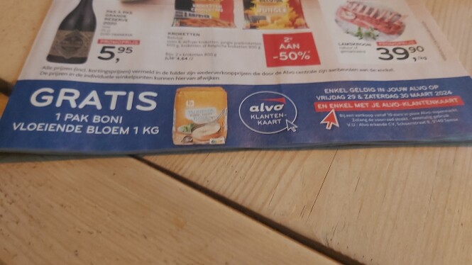 1 pak bloem 1kg gratis bij alvo