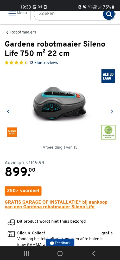€250 korting op gardena robotmaaier