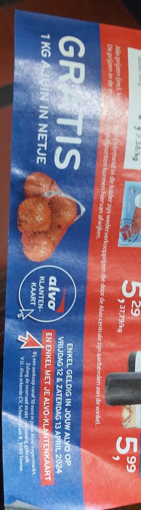 Gratis 1Kg ajuin bij alvo