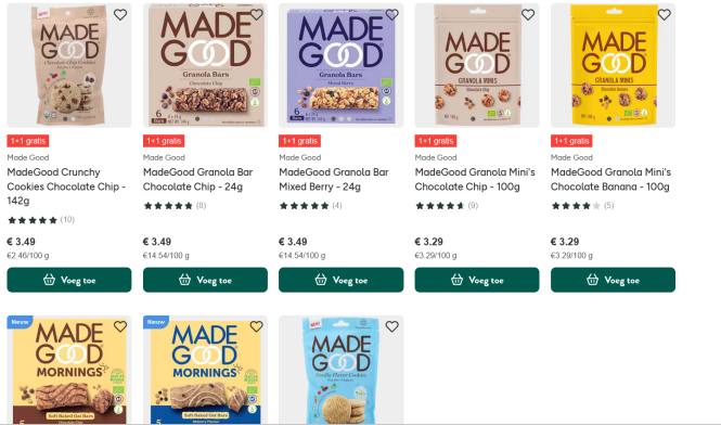 glutenvrije Made Good producten 1 + 1