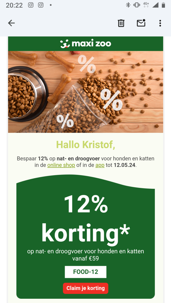 12%korting op nat en Droogvoer