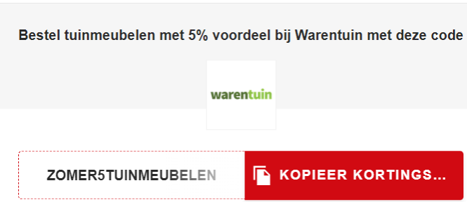 5% korting op tuinmeubelen bij Warentuin