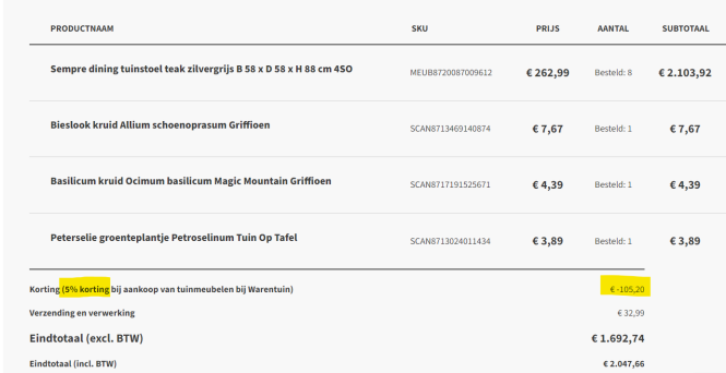 Koopje op Tuinstoelen bij Warentuin