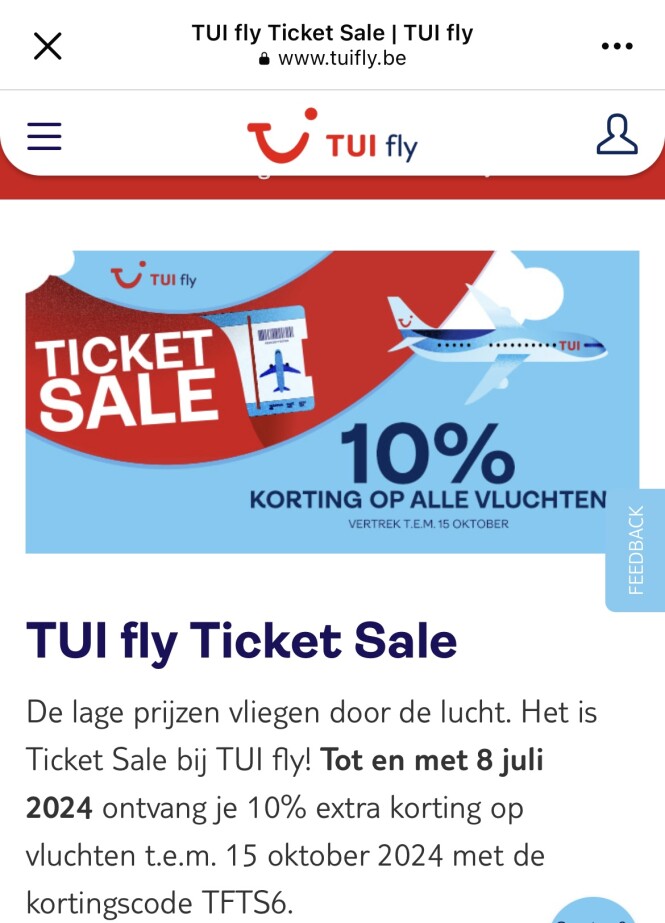 Tui fly kortingscode
