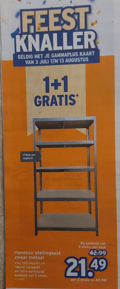 Stellingkast 1+1 gratis