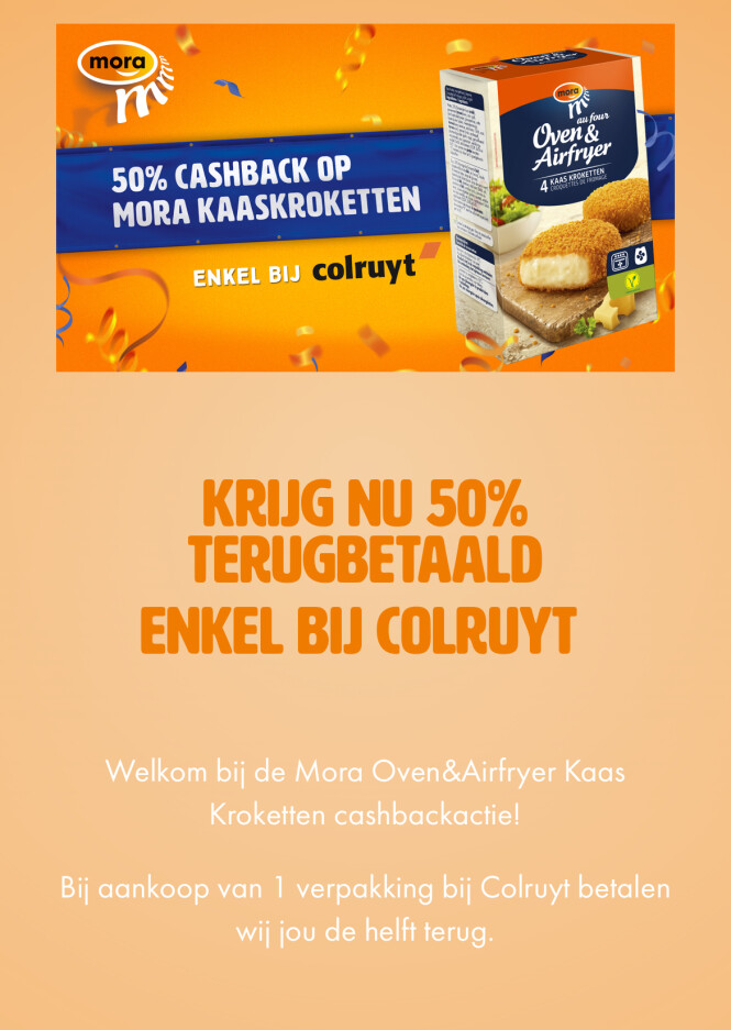 Cashback mora kaaskroketten bij Colruyt