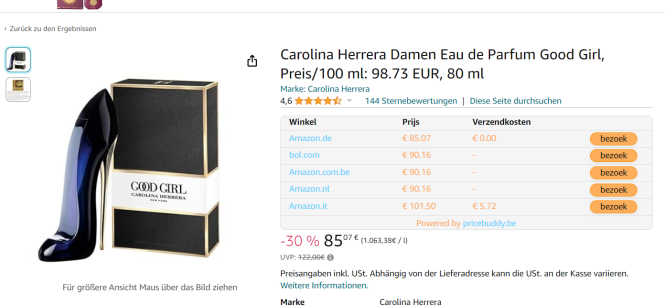 Korting op Carolina Herrera Good Girl, 80 ml bij Amazon (De)