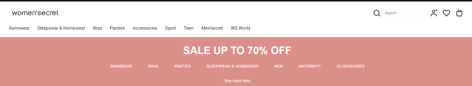 Tot 70% korting bij Women's Secret