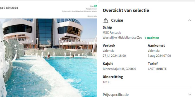 Week cruisevakantie voor maar € 586 p.p. inclusief maaltijden