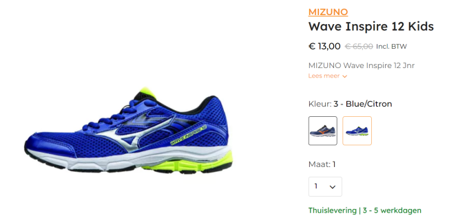 Mizuno sportschoen kinderen voor 13€!