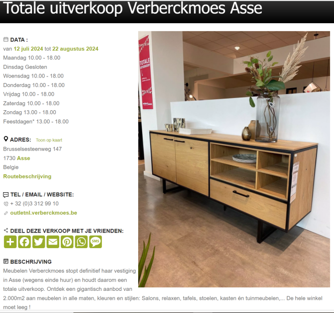 Totale uitverkoop Verberckmoes Asse