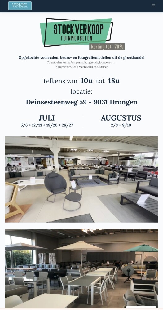 Stockverkoop Verbeke Outdoor