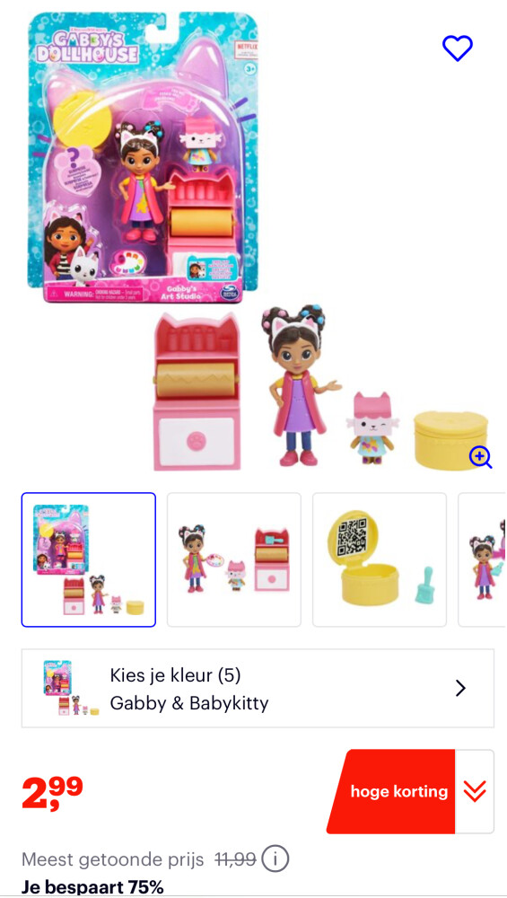 Gabby's Poppenhuis speelset €2,99 Bol