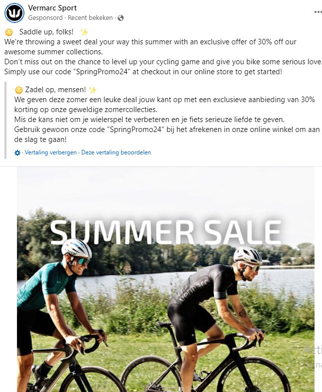 30% korting op de summer collections bij vermarck sport