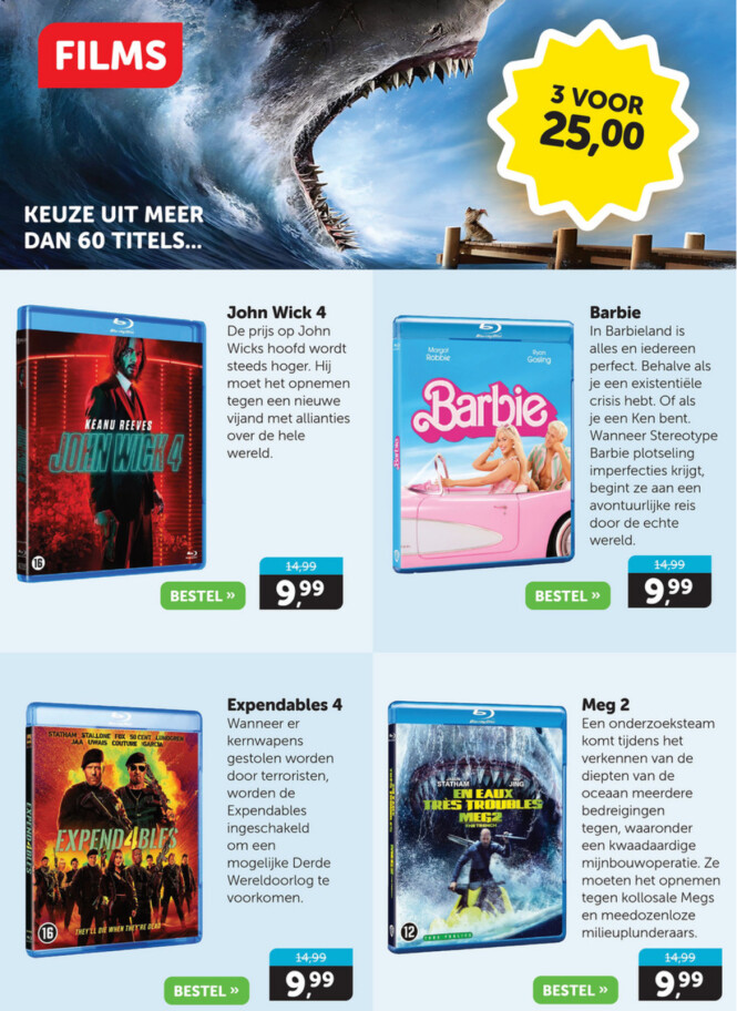 3 DVD’s voor 25€ bij boekenvoordeel