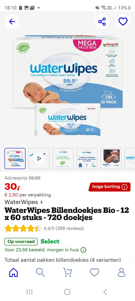 Waterwipes babydoekjes