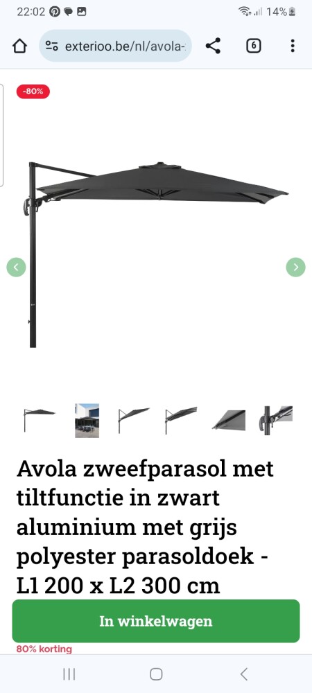 Avola zweefparasol met tiltfunctie